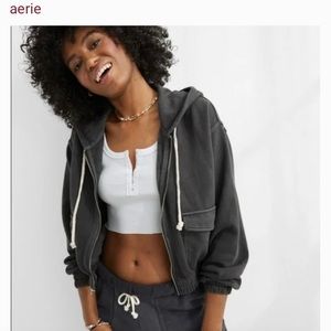 Aerie full zip hoodie crop